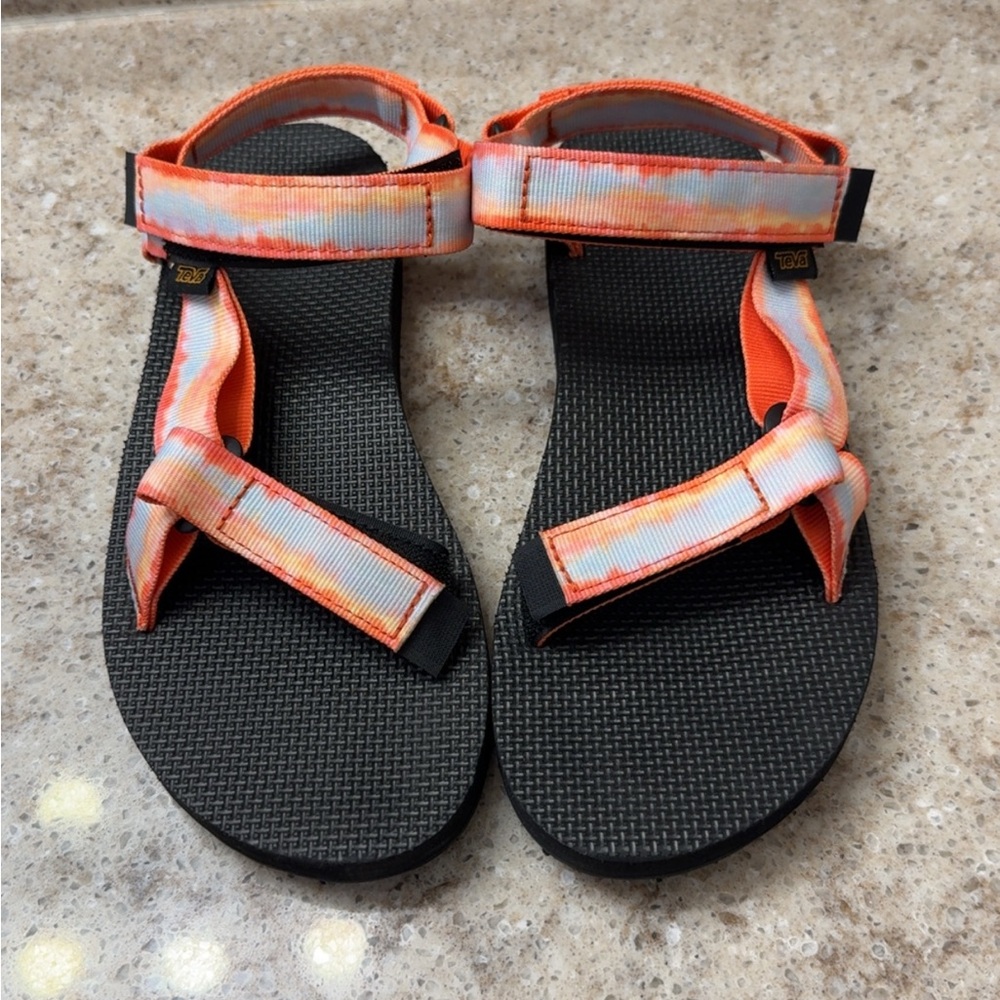 Teva Women's Sandals - Black and Orange Tie Dye